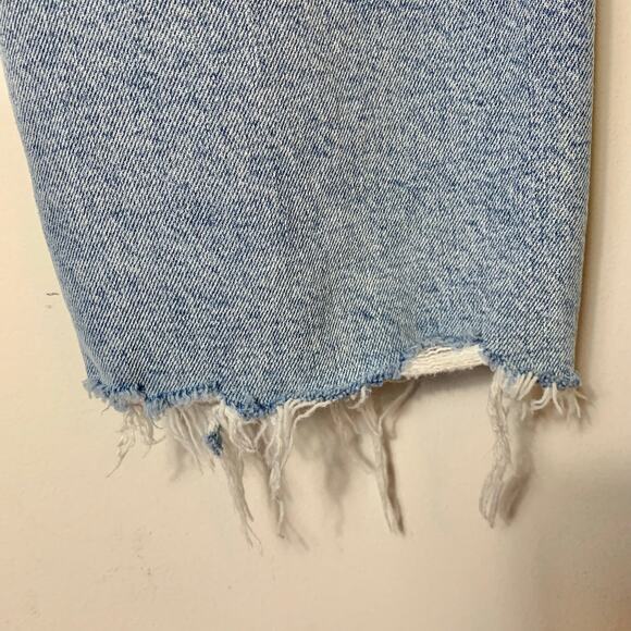 Agolde Merrel Straight Mid Rise Jeans Astray Womens 32 Light Wash Raw Hem Ankle - Picture 8 of 15